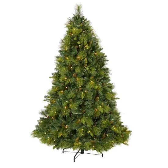 6.5ft. Pre-Lit North Carolina Mixed Pine Artificial Christmas Tree, Warm White LED Lights {1}