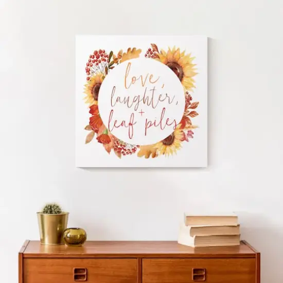 Love Laughter Leaf Piles Canvas Wall Art {5}