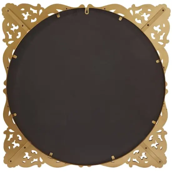 Gold Metal Carved Acanthus Floral Wall Mirror with Distressed Details 30" x 2" x 30" {5}