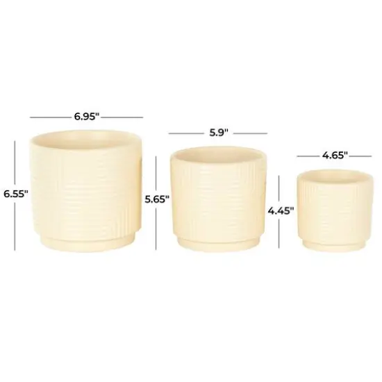 Cream Ceramic Geometric Planter Set {6}