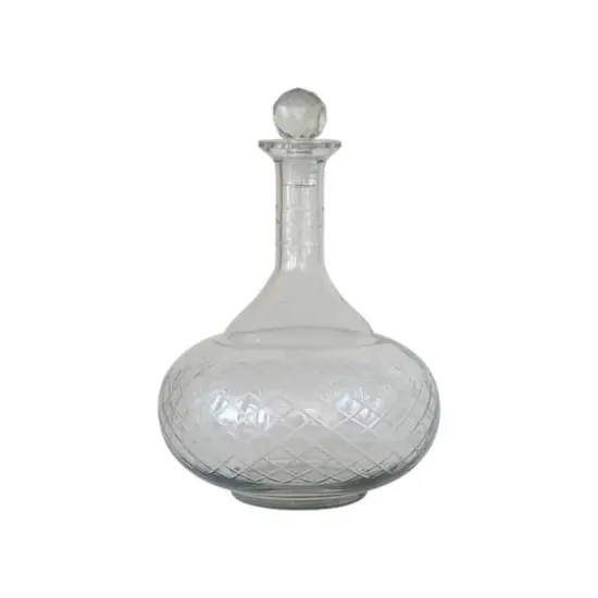 Hello Honey&reg; 12oz. Clear Round Reclaimed Etched Glass Decanter with Tall Neck {1}
