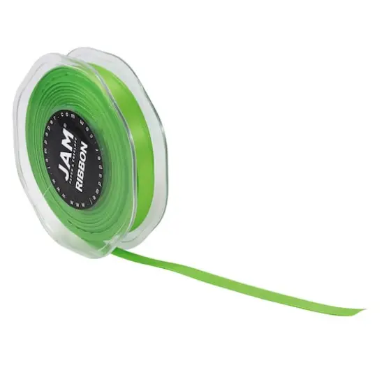 JAM Paper 3/8" x 25yd. Double Faced Satin Ribbon Lime Green {4}