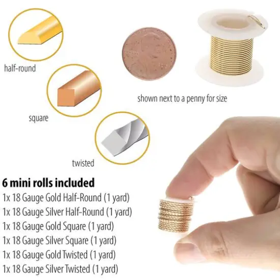 The Beadsmith&reg; Wire Elements&trade; 18 Gauge Tarnish Resistant Medium Temper Assorted Shapes Wire, 6ct. {4}