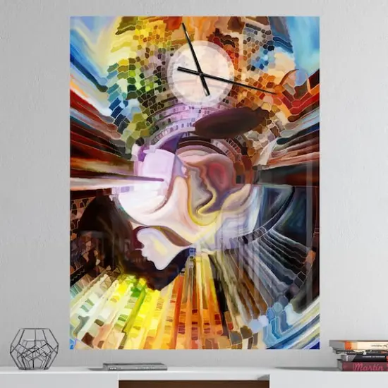 Designart 'Layers Of Inner Paint Modern Rectangular Wall Clock {3}