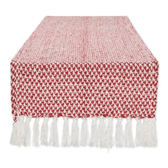 DII&reg; 108" Woven Fringed Table Runner Tango Red {1}