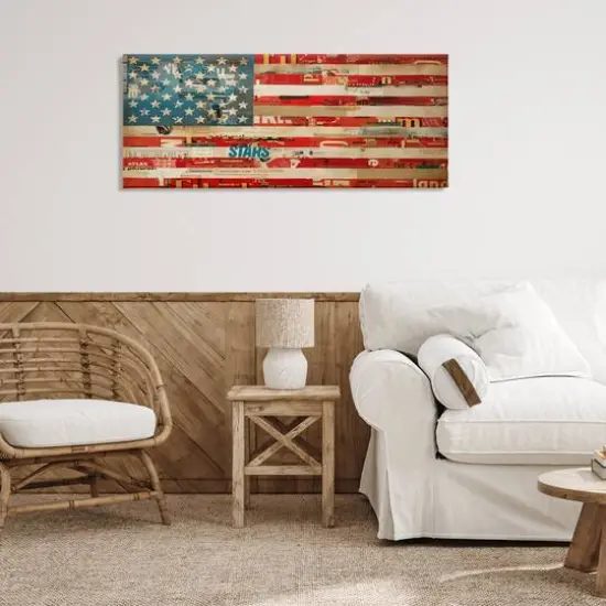 Stupell Industries Patriotic Collaged Flag Canvas Wall Art {3}