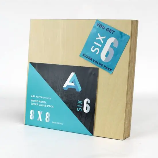 Art Alternatives 6 Pack 8" x 8" Uncradled Wood Panel Super Value Pack {3}