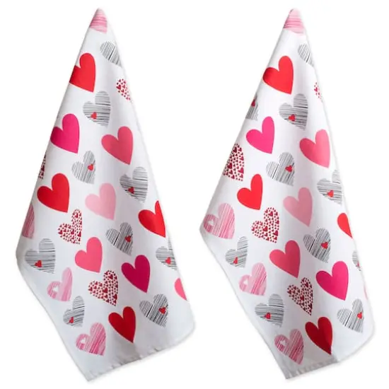 DII&reg; Hearts Collage Printed Dishtowels, 2ct. {1}