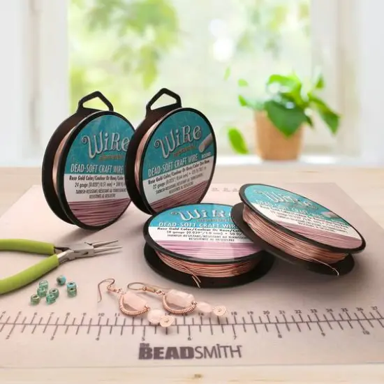 The Beadsmith® Wire Elements™ 28 Gauge Tarnish Resistant Soft Temper Wire, 500ft. Rose Gold {4}