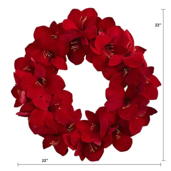 22&rdquo; Red Amaryllis Wreath {4}