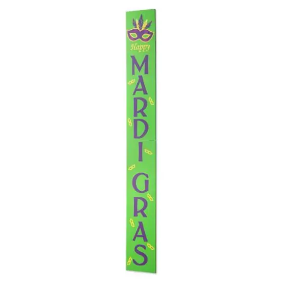 Glitzhome&reg; 60" Mardi Gras Wooden Porch Sign {6}