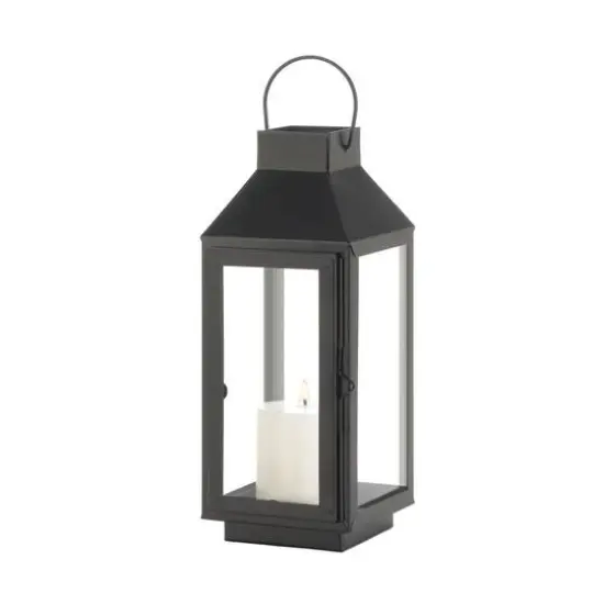 12" Black Iron & Glass Square Lantern {4}