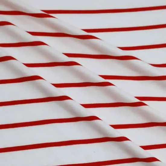 Fabric Merchants Red & White Stripes Double Brushed 4-Way Stretch Fabric {4}