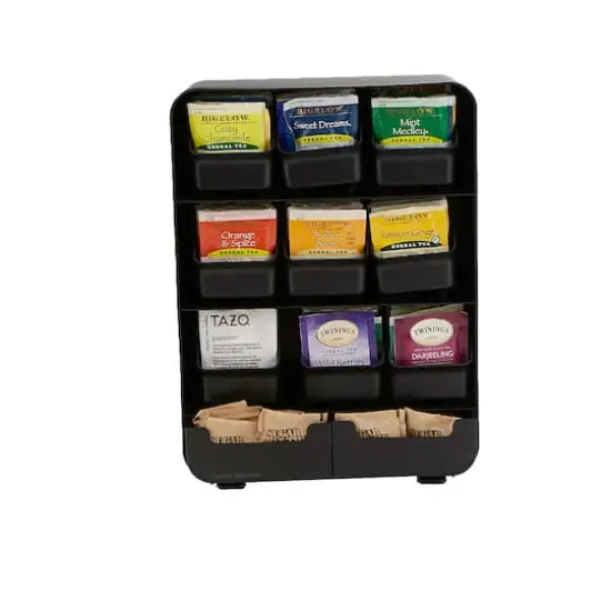 Mind Reader Black Tea Bag holder and Condiment Organizer {1}