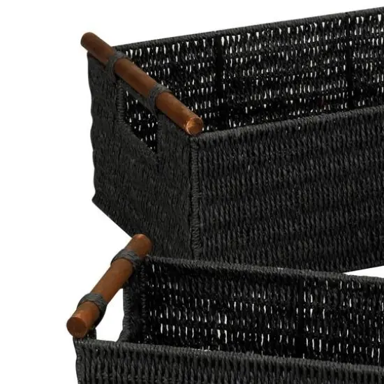 Household Essentials Decorative Woven Basket Set Black {8}