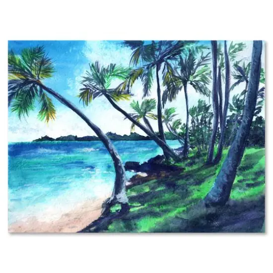 Designart - Tropical Beach In Summer Paradise - Nautical & Coastal Canvas Wall Art Print {4}