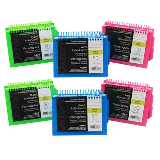 Oxford&reg; 3" x 5" View Front Spiral Index Cards, 6 packs of 50 {1}