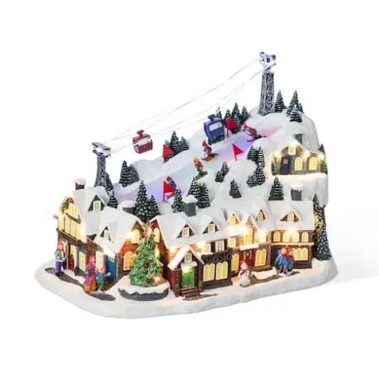 Glitzhome&reg; 16" Christmas Oversized Resin Lighted Musical Skiing Table Village Decor {1}