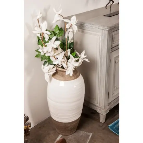 25" Gray Stoneware Coastal Style Vase {5}