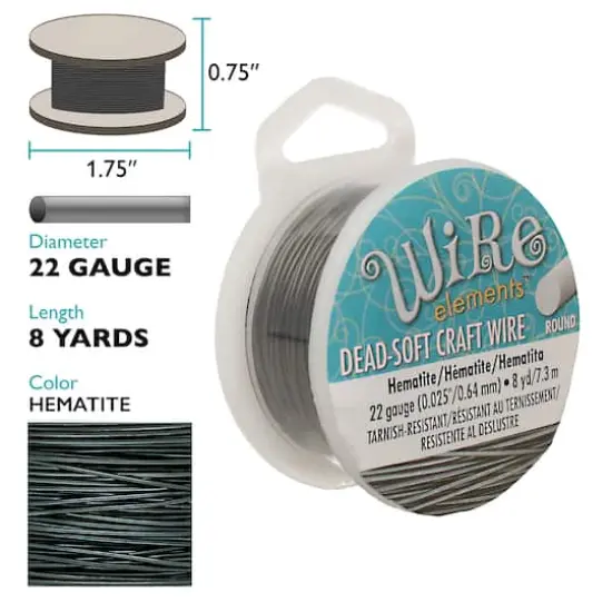 The Beadsmith® Wire Elements™ 22 Gauge Tarnish Resistant Soft Temper Wire, 8yd. Hematite {5}