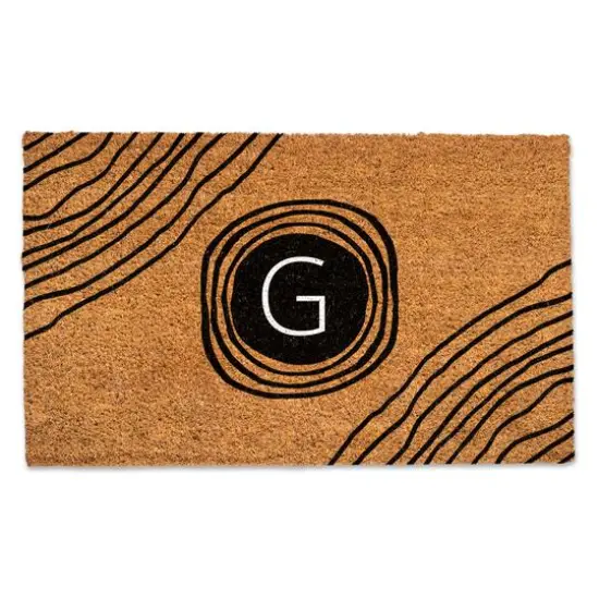 Black Monogram Circle Natural Coir Doormat G {1}