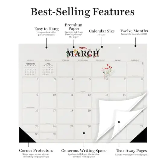 TF Publishing Large 2025 Floral Monthly Blotter Desk Pad Calendar {6}