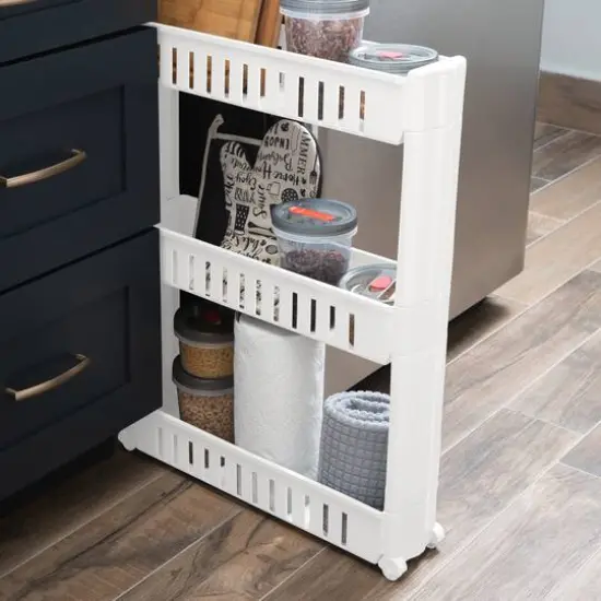 Simplify White 3-Tier Slim Slide Out Storage Cart {6}