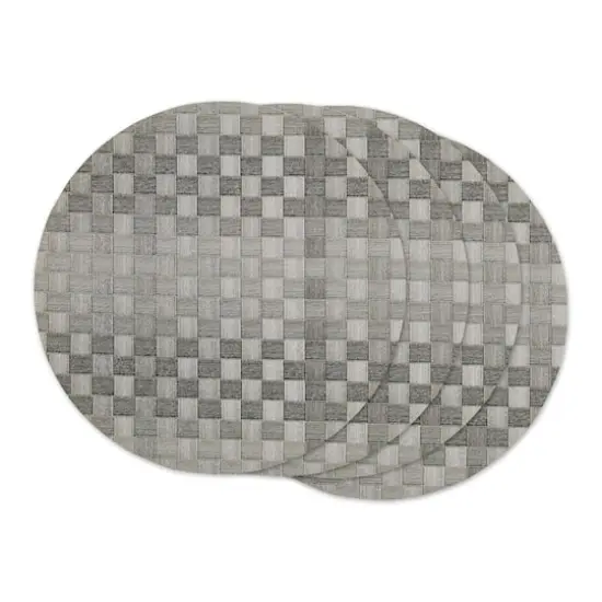 DII&reg; Reversible Round Basket Weave Woven Placemats, 4ct. Gray {1}