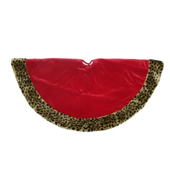 48" Diva Safari Red Velveteen & Cheetah Print Tree Skirt {4}