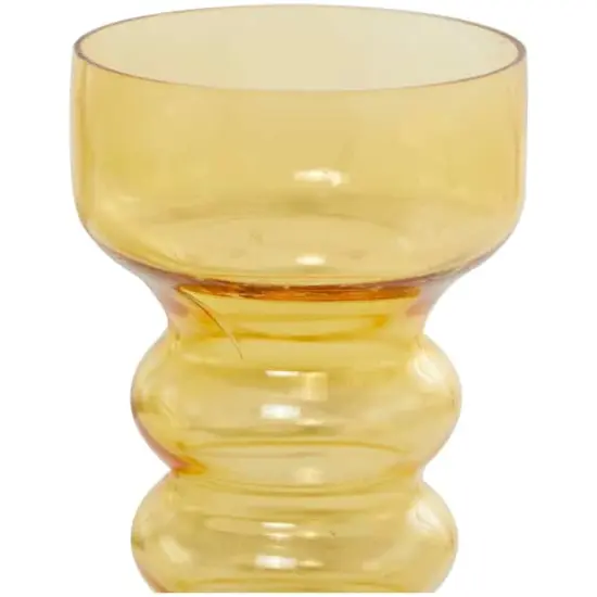 Yellow Glass Bubble Pillar Candle Holder Set {4}