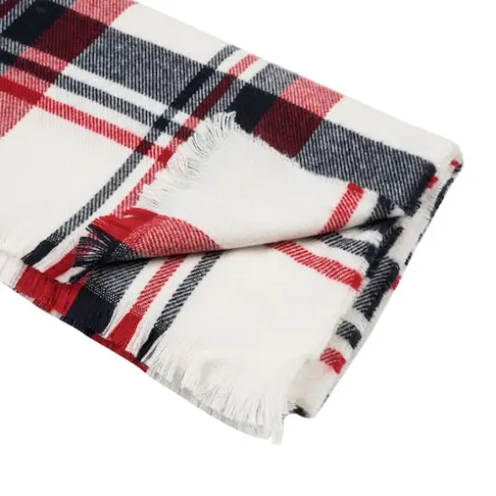 Glitzhome&reg; 70" Red, White & Navy Scarf with Fringe {7}