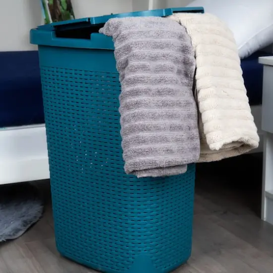 Mind Reader 60L Hamper Laundry Basket with Cutout Handles Blue {3}