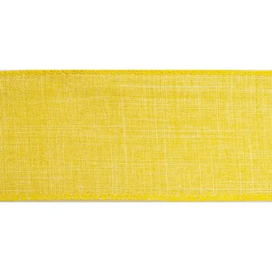 2.5" x 25ft. Faux Linen Wired Ribbon by Celebrate It&trade; D&eacute;cor Lemon {4}