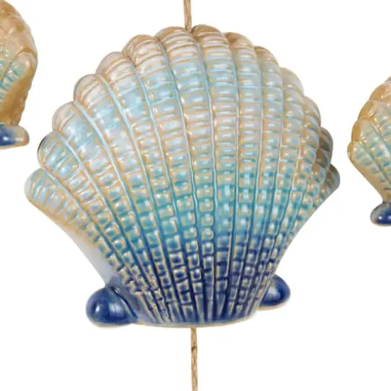3ft. Blue Ceramic Shell Handmade Ombre Windchime with Driftwood & Bead Accents {5}