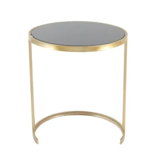 Contemporary Metal Accent Table Set Gold {7}