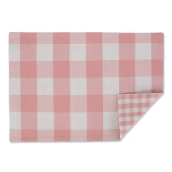DII&reg; Reversible Gingham & Buffalo Check Placemat Set, 4ct. Pink/White {4}
