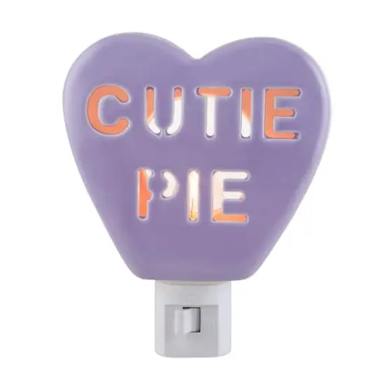 Miss Valentine Purple Ceramic Candy Heart Cutie Pie Nightlight {1}