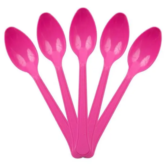 JAM Paper Premium Disposable Plastic Spoons, 48ct. Fuchsia Hot Pink {1}