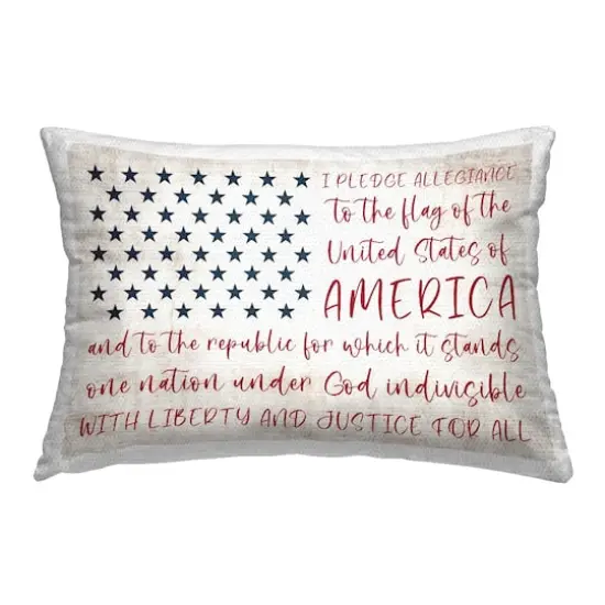 Stupell Industries Patriotic Pledge of Allegience Outdoor Printed Pillow {1}