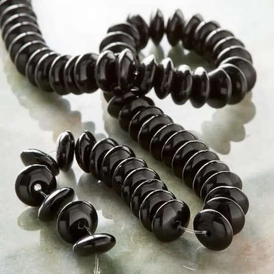 Black Rondelle Glass Beads, 10mm by Bead Landing&trade; {3}
