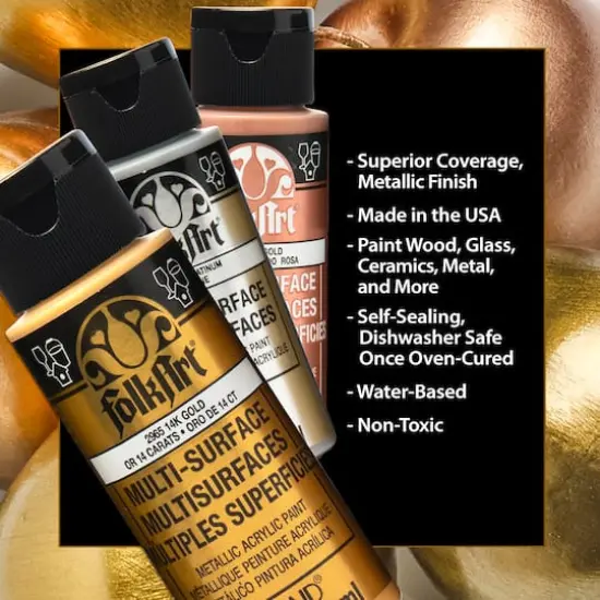 FolkArt&reg; Metallic Satin Acrylic Craft Paint 8 Color Set {4}