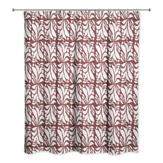 Foliage Shower Curtain Maroon {1}