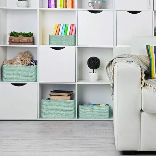 Sorbus 4-Piece Woven Rope Basket Set Teal {3}