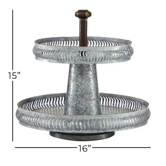 Silver Iron Farmhouse 2 Tier Tray Stand {6}