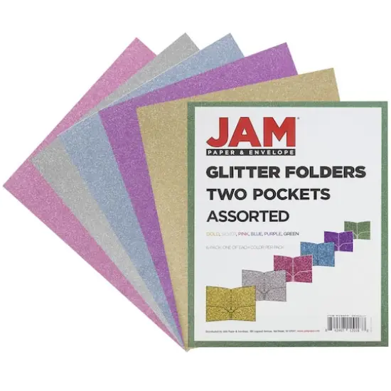 JAM Paper 2-Pocket Plastic Glitter Folders, 6ct. {3}