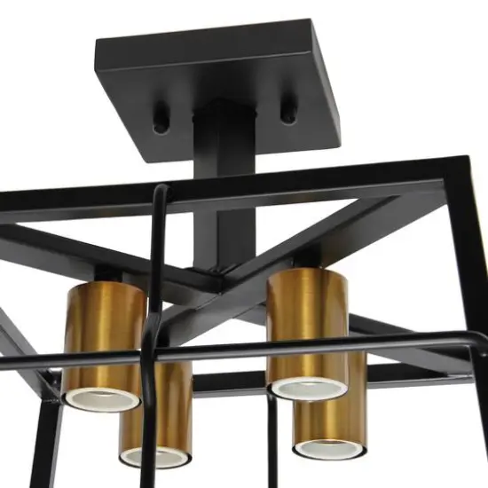 Lalia Home 12.4" Ironhouse Black 4-Light Squared Semi Flush Mount {8}