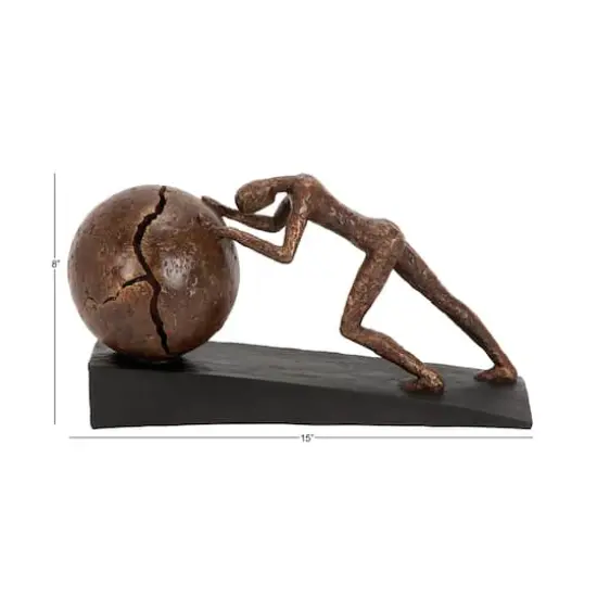 15" Brown Sisyphus Abstract Human Figurine Sculpture {7}
