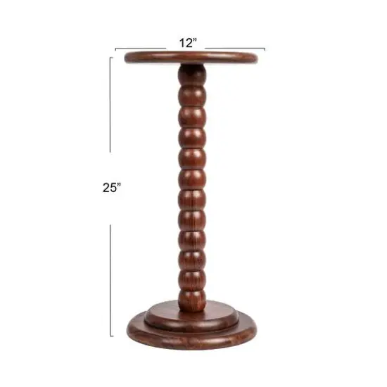 Hello Honey&reg; 25" Stacked Pedestal Cocktail Side Table Dark Chestnut {6}