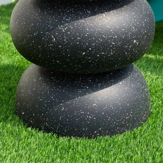 Glitzhome&reg; 18" Multifunctional Faux Terrazzo Garden Stool Black {7}