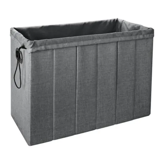 Simplify Gray Collapsible Flip Top Hamper Ottoman {4}
